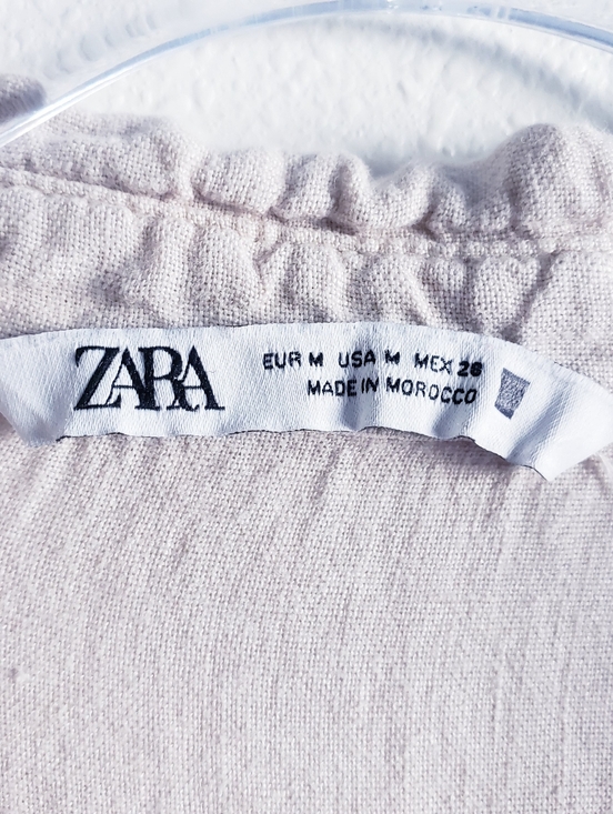 ZARA Linen Blend Cropped Button Down Shirt Cream M - Picture 8 of 8
